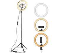 10 inch Ring Light with Tripod Stand & Phone Holder, 3 Light Modes & 10 Brightness Level Tripod Stand & Phone Holder for YouTube Video, Camera Led Ring Light for Streaming, Makeup, Selfie Photography.