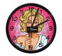 10 Inch Round Modern Kitchen Diner Wall Clock Quartz Movement, Pop Art Illustration Of A Blond Girl Battery Operated Silent Non-Ticking