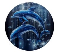 10 Inch Round Mouse Pad, Jumping Ocean Dolphins Circular Desk Mat Non-Slip Rubber Base for Home Office Study Gaming, 2mm Thick