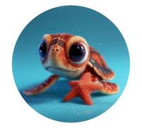 10 Inch Round Mouse Pad, Little Turtle and Starfish Circular Desk Mat Non-Slip Rubber Base for Home Office Study Gaming, 2mm Thick