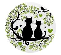 10 Inch Round Mouse Pad, Loving Cats on Tree Circular Desk Mat Non-Slip Rubber Base for Home Office Study Gaming, 2mm Thick