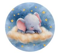 10 Inch Round Mouse Pad, Sleeping Elephant and Cloud Circular Desk Mat Non-Slip Rubber Base for Home Office Study Gaming, 2mm Thick