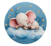 10 Inch Round Mouse Pad, Sleeping Elephant on the Cloud Circular Desk Mat Non-Slip Rubber Base for Home Office Study Gaming, 2mm Thick