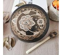 10 Inch Shaman Drum, Handmade Shamanic Drum, Moon Eye Decoration Design,Vegan Shaman Drum Shaman Alchemy Moon Drum Sound Healing Tool, 25×25×5cm