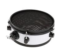 10-inch Silent Snare Drum Set for Beginner & Middle Level Players - White+Black Steel Drum with Non-Scratch Rubber Bottom - Practice Drum with Real Drum Feel