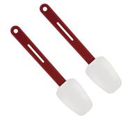 10 Inch Silicone Spoon Spatula, Heat Resistant Non-Stick Scraper, BPA-Free & Dishwasher Safe Flexible Spoonula for Cooking, Red, 1/2 Pack (2)