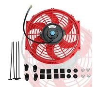 10" inch Slim Fan Push Pull Electric Radiator Cooling 12V Mount Universal Kit Red