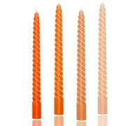 10 inch Spiral Taper Candles Set of 4 Pack Tapered Candle, Tall Candlesticks,for Dinner Party Wedding, Holiday Spring,Home Decor,Kitchen Decor (4, Orange Series, 10inch)