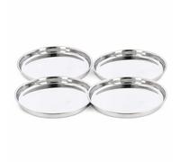 10 Inch Stainless Steel Round Thali/Tray/Plate, Durable Mirror Finish Serving Dish for Indian Cuisine, Dining, Snacks and Entertaining, Available in 2 Pack, 3 Pack and 4 Pack (4 Packs)