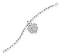 10 Inch Swarovski Crystal Heart Charm Sterling Silver Anklet/Ankle Bracelet/Ankle Chain - 925 Sterling Silver - Adjustable 9" to 10" Inch / 23 to 25 cm - Anklets for Women