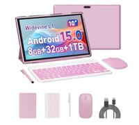 10 inch Tablet 2 in 1 Android 15 Tablets with Keyboard, 10" Tabletas Include Mouse Keyboard Stylus Case, 6000mAh 8GB RAM 32GB ROM Support 1TB Expandable Tableta Dual Camera 5G WiFi-6 Bluetooth Tablet