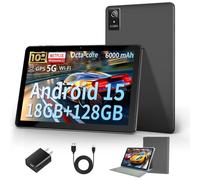 10 Inch Tablet, 2025 Android 15 Newest Tablets, 18GB + 128GB, 1TB Expand, Widevine L1 Compatible with Octa-Core Tablet with WiFi 6, 6000mAh Battery, Dual Camera(5MP+8MP)