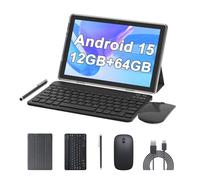 10 Inch Tablet Android 15 Tablets 2025 ,2 in 1 tablet With keyboard 12GB RAM+64GB ROM ,1280*800,Tablets 2MP+8MP 6000mAh Battery, Include Keyboard/Mouse/Case/Stylus Pen/Bluetooth 5G Wifi-6 Tableta PC