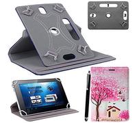 10 inch Tablet Case Cover - Universal Leather Stand Case Folio Case Cover Leather 360° Rotating Fits to ALL 10" Inch & 10.1" Inch Android Tablets tab + Stylus Pen (PINK TREE HUT BOOK)