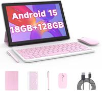 10 inch Tablet with Keyboard Android 15 Tablets 2 in 1 Tablet 18GB RAM 128GB Supports 2TB Expansion Tablets Include Case Mouse Stylus 6000mAh Battery 2MP+8MP Dual Camera 5G WiFi6 10.1" Tableta