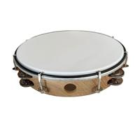 10-inch Tambourine Double Row Stainless Steel Bells With Adjustment Tuning Tool Hand Clapper Drum Performing(Light)