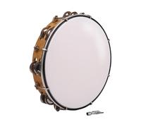 10 Inch Tambourine for Adults, Musical Percussion Instrument Drum with Double Metal Belles, Adjustable Hand Held Tambourines for Adults Music Party Entertainment