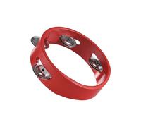 10 inch Tambourine for Adults Pleasant Jingle Sound Red Hand Cranked Bell Rings Wooden Metal Bell Sound Percussion Instruments(6 inch 4 bella)