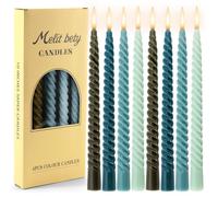 10 inch Tapered Candles,Pack of 9 Twisted Gradient Dinner Candles,Scentless and Smokeless Colored Candles for Birthdays, Weddings, Parties(Green).