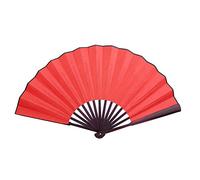 10 Inch Traditional Handmade Folding Fan, Decorative Wedding Ceremony Chinese Paper Dance Fan with Frame Cultural Craft Gift (Red)