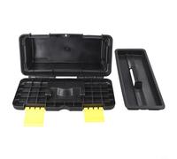 10-Inch Two-Layer Plastic Toolbox with Dual-Compartment Organization, Heavy-Duty Latch Closure, for Electricians, Carpenters & DIY Users - Black