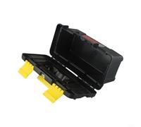 10-Inch Two-Layer Plastic Toolbox with Metal Hinges - Heavy Duty Tool Storage for DIY Repairs - Black Portable Case(Has inner layer)