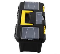 10 Inch Two Layer Plastic Toolbox with Secure Locking Latches and Metal Hinges Designed for Organized Storage of Tools and Components (No inner layer)