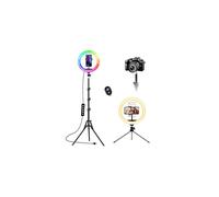 10-Inch USB Ring Light with Tripod Stand & Phone Holder - 21 RGB Colors, Remote, Desk/Floor Use, Perfect for Live Streaming Mak