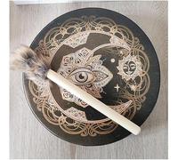 10 Inch Vegan Shaman Drum, Hand drum Alchemy Moon Drum Sound Healing Tool with Drum Hammer for Adult