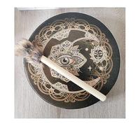 10 Inch Vegan Shaman Drum, Hand drum Alchemy Moon Drum Sound Healing Tool with Drum Hammer for Adult