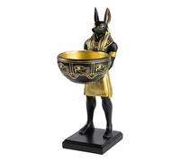 10 Inch Vintage Anubis Statue with Offering Bowl, Premium Resin Egyptian God Figurine, Ancient Egypt Decor & Desk Altar Organizer for Keys Jewelry, Collectible Gift for Mythology History Enthusiasts
