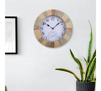 10 Inch Wall Clock with Thermometer Quiet Movement Weatherproof and Dustproof IP44 for Indoor and Outdoor Spaces Like Porches and Gardens (style 2)