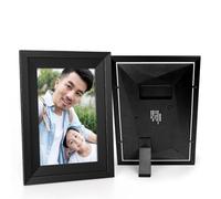 10 Inch WiFi Cloud Digital Photo Frame IPS Touch Screen, 1280 * 800 Screen Resolution, Human Body Sensing, APP Remote Transmission Frameo (black wooden frame)