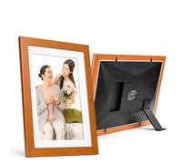 10 Inch WiFi Cloud Digital Photo Frame IPS Touch Screen, 1280 * 800 Screen Resolution, Human Body Sensing, APP Remote Transmission Frameo (yellow wooden frame)