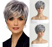 10 Inch Wig Natural Synthetic Grey Wigs For Women Short Curly Wig Daily Party Heat Resistant Hair-WIG-332-10inches-1pc