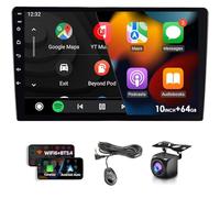 10 inch Wireless CarPlay and Android Auto, Double Din Car Stereo, 64GB HD Touchscreen, Backup Camera, Bluetooth 5.4, GPS Navigation, Radio, Universal Fit for