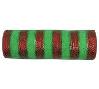 10 inch x 30 feet(10 Yards)-YYCRAFT Metallic Deco Poly Mesh Ribbon(Red/Lime)