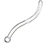 10 Inches Crystal Glass Pleasure Wand Dildo Penis, Double Ended Curved Glass Dildo with Spiral Texture and Crystal Glans Anal Plug Vaginal G-spot Massager Prostate Stimulation Adult Sex Toy
