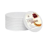 10 Inches White Round Sturdy Cake Board Drums for Displaying Cakes, 1/2 Inch Thick, (6-Pack)