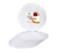 10 Inches White Round Sturdy Cake Board Drums for Displaying Cakes, 1/2 Inch Thick, (6-Pack)