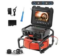 10" IPS DVR Pipeline Inspection Camera,1080P HD Borescope,Sewer Detector,5X Digital Zoom,Keyboard Input,Electronic Meter Counter,23mm Self-Balancing 512HZ Probe,12 Adjustable LEDs,Re(Size:50 M/164 FT)