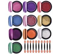 10 Jars Chrome Nail Powder, 10 Colors Shining Nail Powder With 10 Pcs Nail Art Decoration Sticks, Glitter Chrome Powder For Nails, Easter Gift, Nail Polish Accessories For Gel Nails (0.5g/Jar)