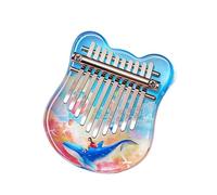 10 Keys Kalimba Cute Mini Musical Keyboard Transparent Cherry Blossoms Kalimbas Professional Fingers Piano Thumb Piano(Blue)