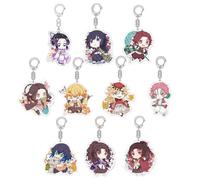 10 Kimetsus No Key Chains Anime Figure Nezuko Shinobu Douma Cosplay Accessories Ghost Killing Cute Acrylic Pendant Set