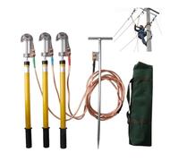 10 KV High Voltage Grounding Wire with 3 PCS 39.4" Fiberglass Grounding Rod, 25 Square Transparent Soft Copper Wire for Substation(Yellow)