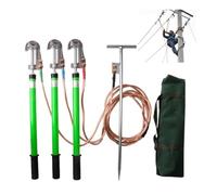 10 KV High Voltage Grounding Wire with 3 PCS 39.4" Fiberglass Grounding Rod, 25 Square Transparent Soft Copper Wire for Substation(Green)