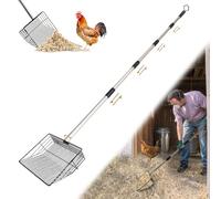 10" Large Multi-Purpose Chicken Poop Scooper,Poop Shovel for Chicken Coop Accessories, Coated Metal anti-rust design,22 to 67" Adjustable Stainless Steel Handle,Cleaning Tool for Dog Waste,Cat Litter
