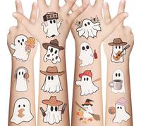 10 Large Sheets Pre-Cut Halloween Temporary Tattoos for Children, Halloween Festival Tattoo Stickers, Ghost Decoration, Arm Halloween Party Decoration and Party Bags