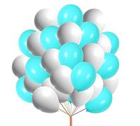 10" Latex Balloons Plain White Aqua Pastel Mix Party Balloons With 50 meter Ribbon Roll Helium Balloons For Birthday Christmas Party Decorations Pack of 30