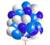 10" Latex Vibrant White, Blue, Light Blue Colour Combination Plain Balloons For Party Decorations Valentines Day Pack of 30